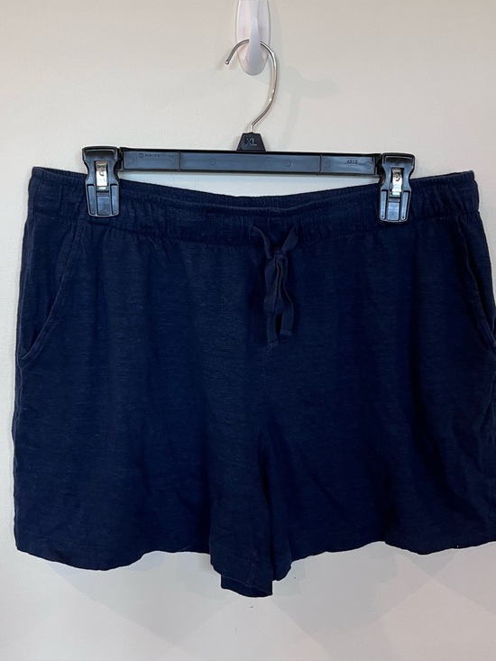 Tahari Pants - Tahari 100% Linen Shorts Womens Large Navy Blue Pockets Comfort Soft Lightweight